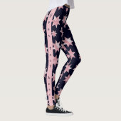 Glastersterne in Rosa auf personalisiertem Blau Leggings (Rechts)