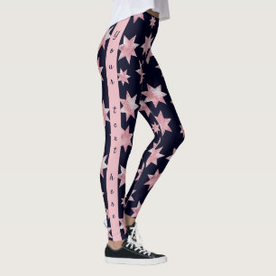 Glastersterne in Rosa auf personalisiertem Blau Leggings