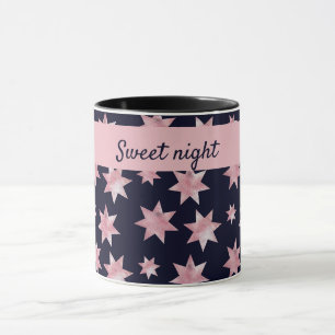 Glastersterne in Rosa auf personalisiertem Blau Tasse