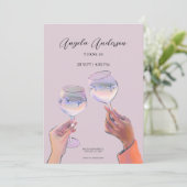 Glastoast zum Geburtstag Einladung (Stehend Vorderseite)