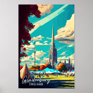 Glastonbury England Vintage-Illustration Poster