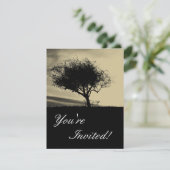 Glastonbury Hawthorn. Baum auf Hügel. Sepia Color. Einladung (Stehend Vorderseite)