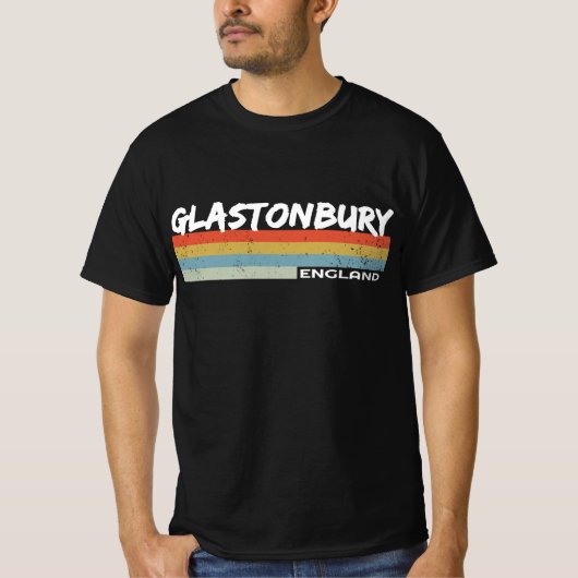 Glastonbury Retro Vintage Streifen T-Shirt (Vorderseite)