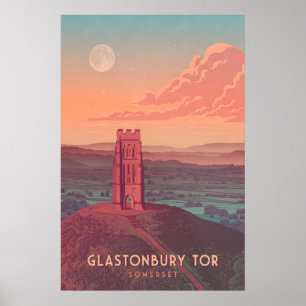 Glastonbury Tor Reiseplakat Poster