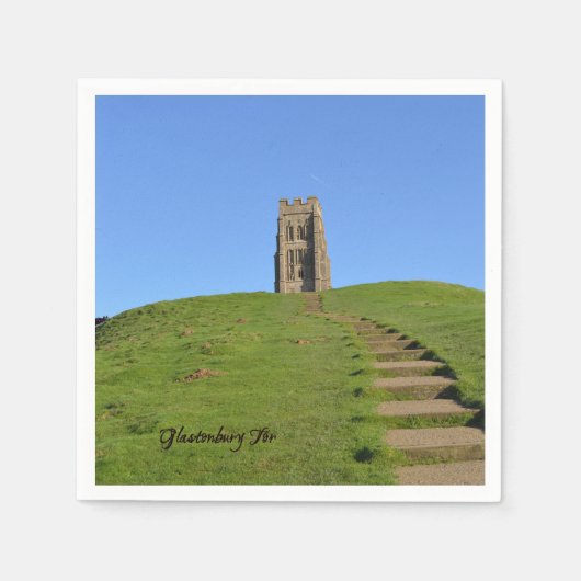 Glastonbury Tor Somerset England Foto Serviette (Vorderseite)