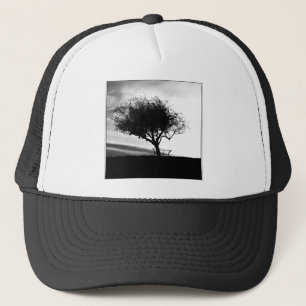 Glastonbury Weißdorn. Baum. Schwarzweiss. Truckerkappe