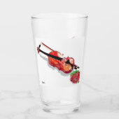 Glastumbler-Geige mit Rose Glas (Rückseite)
