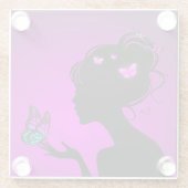 Glasunterglas Lila-Schmetterlinge Glasuntersetzer (Rückseite)