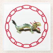 Glasuntersetzer - Drache und Schatten mit roter Ke (Vorderseite)
