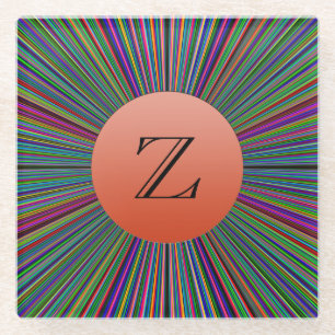 Glasuntersetzer mit ColorBurst-Monogramm Lite Rot