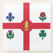 Glasuntersetzer mit Flagge von Montreal, Kanada (Vorderseite)