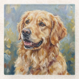 Glasuntersetzer mit Golden Retriever für Hunde-Lie