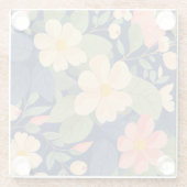 Glasuntersetzer Navy Pfirsich Rosa Blumen Botanisc (Rückseite)