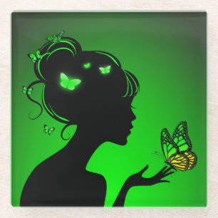 Glasunterwäsche für Frauen, grüne Sch Glasuntersetzer