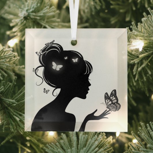 Glasur Weiße Schmetterlinge Ornament Aus Glas (Insitu)