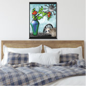 Glasvase aus Kitty und Favrile (Gallery Wrapped Ca Leinwanddruck (Insitu (Schlafzimmer))