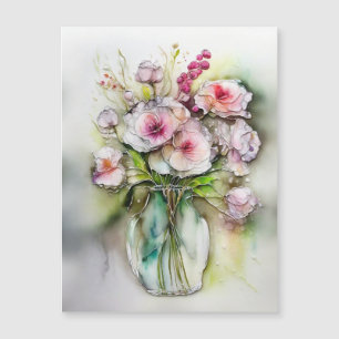 Glasvase mit Blume Magnetkarte