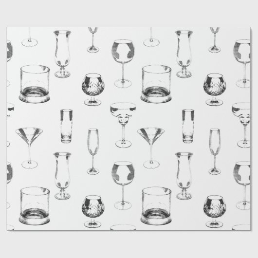 Glasware in schwarz auf weiß geschenkpapier (Flach)