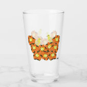 Glaswaren: orange gelbe Blumen mit Kanaren Glas (Rückseite)