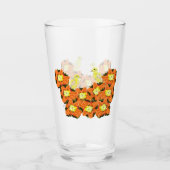 Glaswaren: orange gelbe Blumen mit Kanaren Glas (Vorderseite)