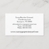 Glasweinberg des weißen Weins Visitenkarte (Rückseite)