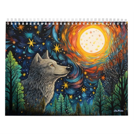 Glaswolf mit Mondkalender 2024 Kalender (Titelbild)