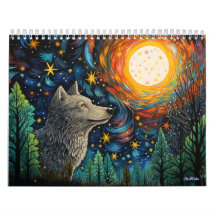 Glaswolf mit Mondkalender 2024