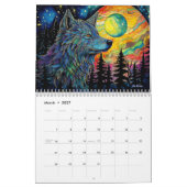 Glaswolf mit Mondkalender 2024 Kalender (Mär 2027)
