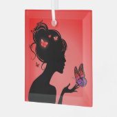 Glaszierde Rote Schmetterlinge Ornament Aus Glas (Vorderseite links)