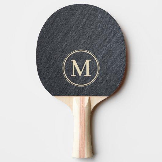 Glatt Dunkler Granit Monogramm Tischtennis Schläger (Rückseite)