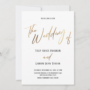 Glatt Gold Handschrift Einfach Die Hochzeit Von Einladung