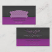 Glatte Chic-Innenarchitektur-lila Geschäfts-Karten Visitenkarte (Vorne/Hinten)