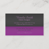 Glatte Chic-Innenarchitektur-lila Geschäfts-Karten Visitenkarte (Rückseite)