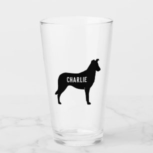 Glatte Collie-HundeSilhouette personalisiert Glas