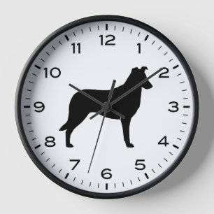 Glatte Collie Silhouette mit Nummern und Minuten Uhr