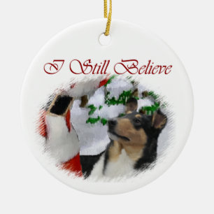 Glatte Collie-Weihnachtsgeschenk-Verzierung Keramik Ornament