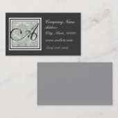 Glatte Damastentwurfs-Monogramm-Visitenkarte Visitenkarte (Vorne/Hinten)