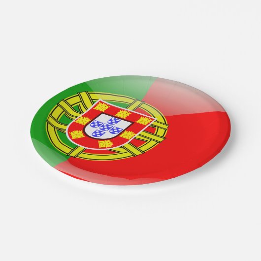 Glatte Flagge Portugals Pappteller (Schrägansicht)
