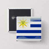 Glatte Flagge Uruguays Button (Vorne & Hinten)