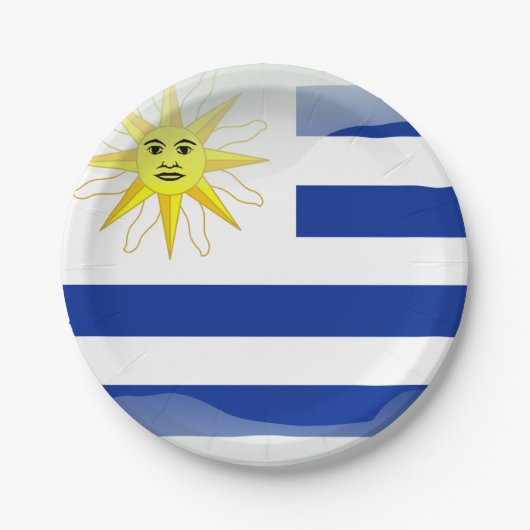 Glatte Flagge Uruguays Pappteller (Vorderseite)