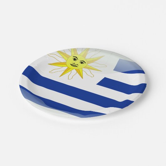 Glatte Flagge Uruguays Pappteller (Schrägansicht)