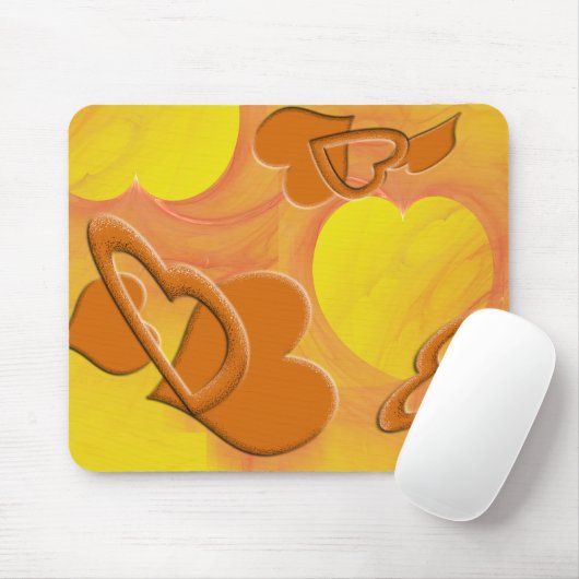 Glatte gelbe und orange Herzen Mousepad (Mit Mouse)