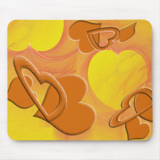 Glatte gelbe und orange Herzen Mousepad (Vorne)