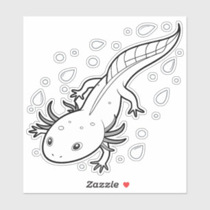 glatte Haut eines Axolotl ist mit Tau bestrichen Aufkleber