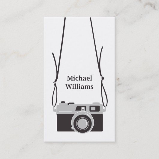 Glatte Kamera-und Riemen-Fotograf-Vertikale Visitenkarte (Vorderseite)