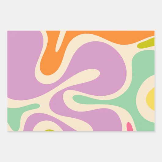 Glatte Konturen Abstraktes Muster in feinen Pastel Geschenkpapier Set (Vorderseite 2)