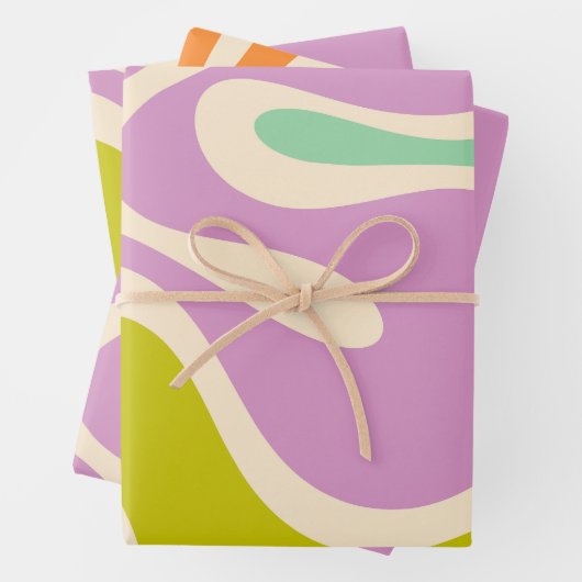 Glatte Konturen Abstraktes Muster in feinen Pastel Geschenkpapier Set (Beispiel)