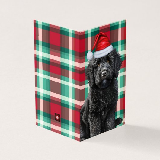 Glätte Labradoodle Urlaub Karierte Weihnachtskarte (Vorderseite)