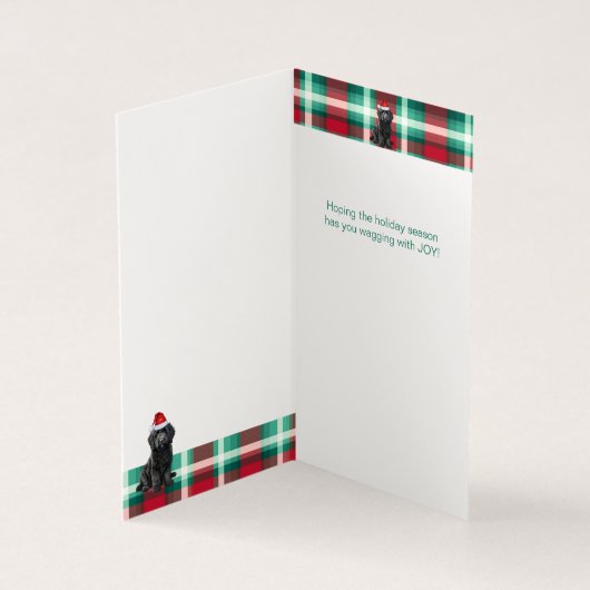 Glätte Labradoodle Urlaub Karierte Weihnachtskarte (Innenseite)