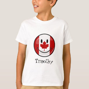 Glatte lächelnde kanadische Flagge T-Shirt